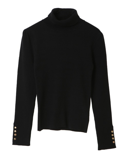 31 Sons de mode（トランテアン　ソン　ドゥ　モード）の「カフスゴールドボタンリブタートルネックニット（ニット/セーター・レディース・ライトグリーン/ピンク/ブラック/サックスブルー・36）」の22枚目の写真