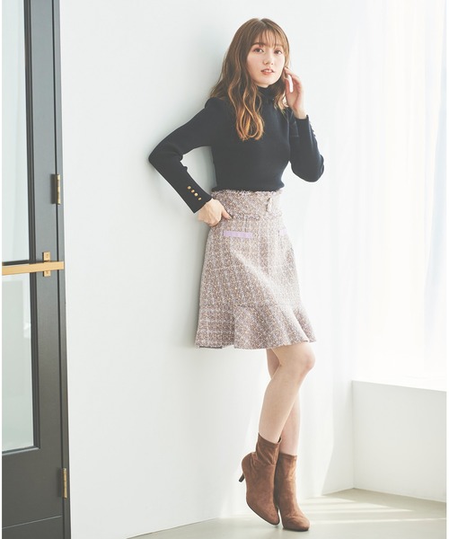 31 Sons de mode（トランテアン　ソン　ドゥ　モード）の「カフスゴールドボタンリブタートルネックニット（ニット/セーター・レディース・ライトグリーン/ピンク/ブラック/サックスブルー・36）」の10枚目の写真