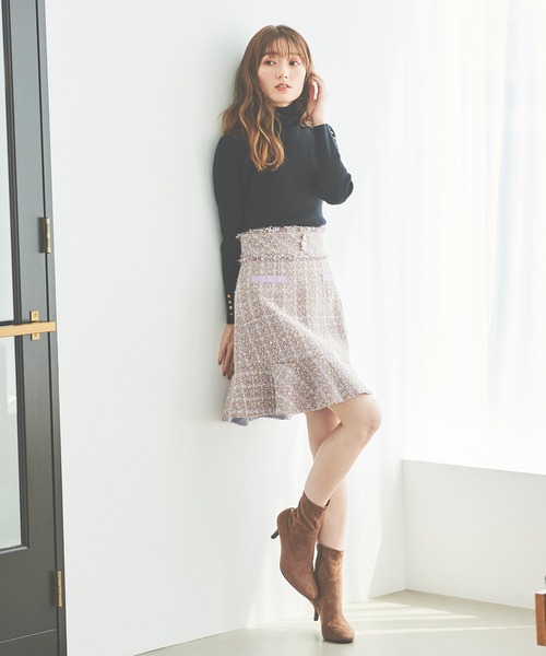 31 Sons de mode（トランテアン　ソン　ドゥ　モード）の「カフスゴールドボタンリブタートルネックニット（ニット/セーター・レディース・ライトグリーン/ピンク/ブラック/サックスブルー・36）」の11枚目の写真