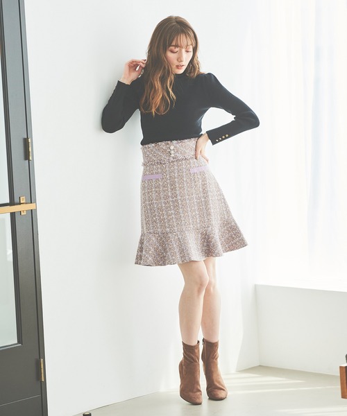 31 Sons de mode（トランテアン　ソン　ドゥ　モード）の「カフスゴールドボタンリブタートルネックニット（ニット/セーター・レディース・ライトグリーン/ピンク/ブラック/サックスブルー・36）」の12枚目の写真