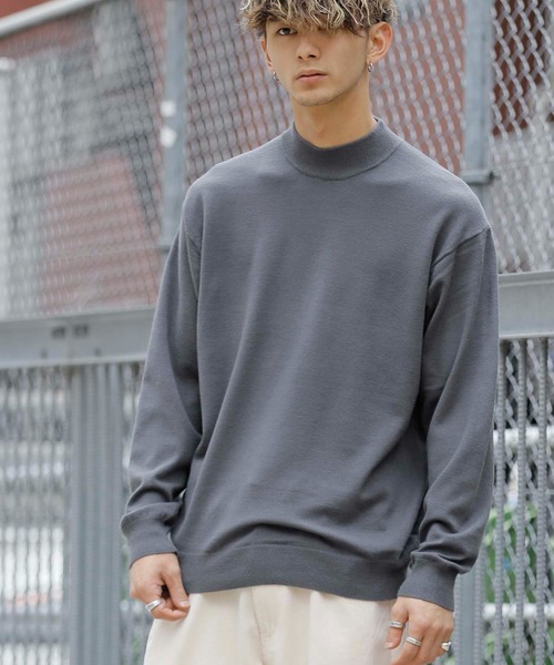 ADMIX/ATELIER SAB MEN（アドミックスアトリエサブメン）の「ハイゲージ編み ハンドウォッシャブル 梳毛風 モックネック ハイネック セーター（ニット/セーター・メンズ・ライトグレー/オフホワイト/アッシュブラウン/ブラック/チャコールグレー/ベージュ/グリーン系その他/グリーン/アッシュグレー・50/48）」の3枚目の写真