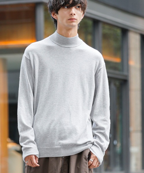 ADMIX/ATELIER SAB MEN（アドミックスアトリエサブメン）の「ハイゲージ編み ハンドウォッシャブル 梳毛風 モックネック ハイネック セーター（ニット/セーター・メンズ・ライトグレー/オフホワイト/アッシュブラウン/ブラック/チャコールグレー/ベージュ/グリーン系その他/グリーン/アッシュグレー・50/48）」の4枚目の写真