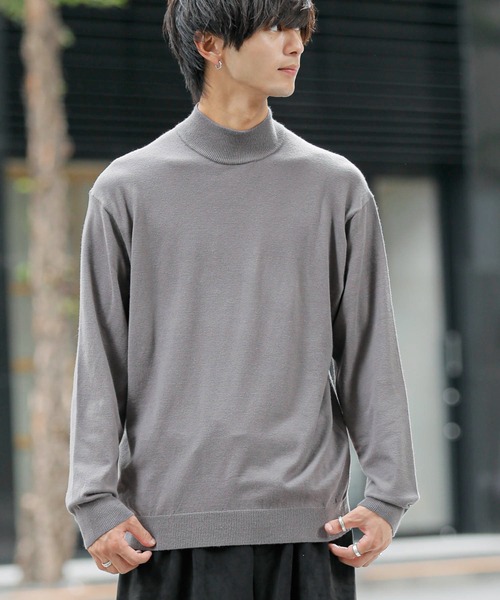 ADMIX/ATELIER SAB MEN（アドミックスアトリエサブメン）の「ハイゲージ編み ハンドウォッシャブル 梳毛風 モックネック ハイネック セーター（ニット/セーター・メンズ・ライトグレー/オフホワイト/アッシュブラウン/ブラック/チャコールグレー/ベージュ/グリーン系その他/グリーン/アッシュグレー・50/48）」の5枚目の写真