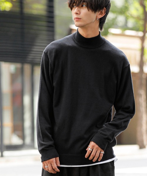 ADMIX/ATELIER SAB MEN（アドミックスアトリエサブメン）の「ハイゲージ編み ハンドウォッシャブル 梳毛風 モックネック ハイネック セーター（ニット/セーター・メンズ・ライトグレー/オフホワイト/アッシュブラウン/ブラック/チャコールグレー/ベージュ/グリーン系その他/グリーン/アッシュグレー・50/48）」の2枚目の写真