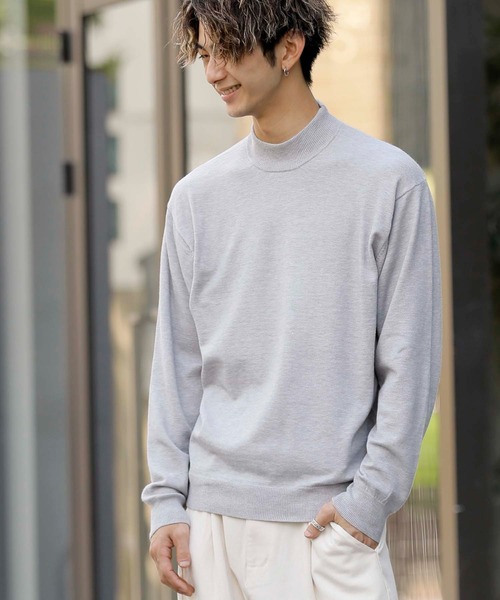 ADMIX/ATELIER SAB MEN（アドミックスアトリエサブメン）の「ハイゲージ編み ハンドウォッシャブル 梳毛風 モックネック ハイネック セーター（ニット/セーター・メンズ・ライトグレー/オフホワイト/アッシュブラウン/ブラック/チャコールグレー/ベージュ/グリーン系その他/グリーン/アッシュグレー・50/48）」の18枚目の写真