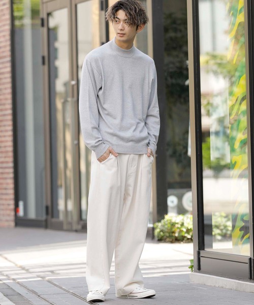 ADMIX/ATELIER SAB MEN（アドミックスアトリエサブメン）の「ハイゲージ編み ハンドウォッシャブル 梳毛風 モックネック ハイネック セーター（ニット/セーター・メンズ・ライトグレー/オフホワイト/アッシュブラウン/ブラック/チャコールグレー/ベージュ/グリーン系その他/グリーン/アッシュグレー・50/48）」の21枚目の写真