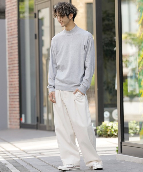 ADMIX/ATELIER SAB MEN（アドミックスアトリエサブメン）の「ハイゲージ編み ハンドウォッシャブル 梳毛風 モックネック ハイネック セーター（ニット/セーター・メンズ・ライトグレー/オフホワイト/アッシュブラウン/ブラック/チャコールグレー/ベージュ/グリーン系その他/グリーン/アッシュグレー・50/48）」の19枚目の写真