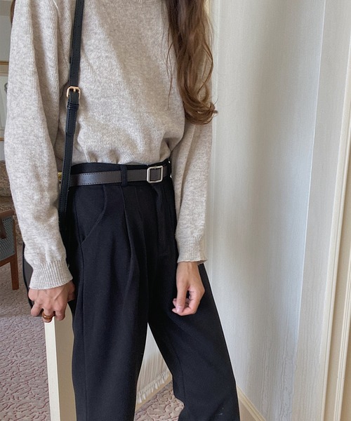 LAUIR(ラウアー)の「スクエアバックルノーホールベルト(ベルト・レディース・ブラウン/ブラック・FREE)」の6枚目の写真