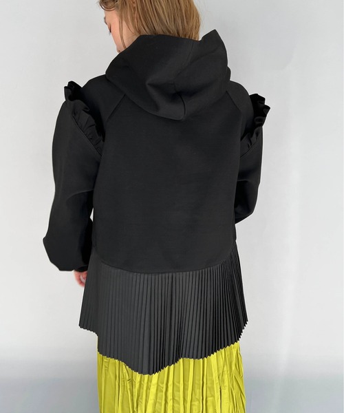 PICCIN(ピッチン)の「フリルスリーブプリーツフーディー(パーカー・レディース・ライトグレー/ブラック/オフホワイト・M)」の15枚目の写真