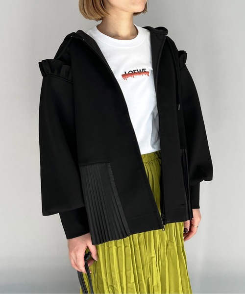 PICCIN(ピッチン)の「フリルスリーブプリーツフーディー(パーカー・レディース・ライトグレー/ブラック/オフホワイト・M)」の18枚目の写真