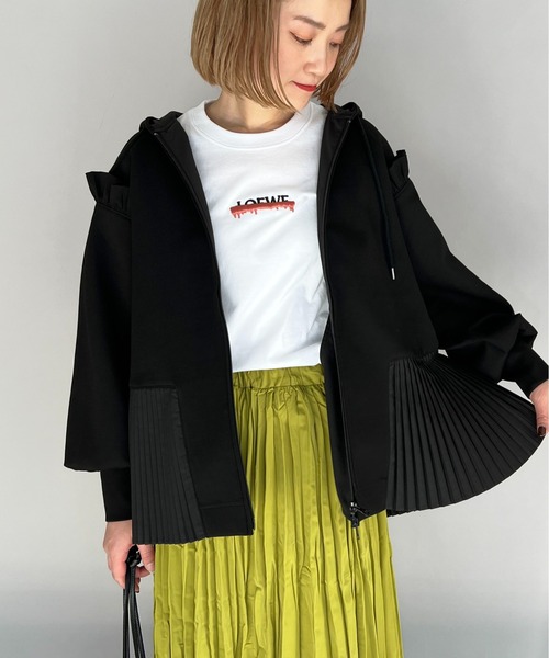 PICCIN(ピッチン)の「フリルスリーブプリーツフーディー(パーカー・レディース・ライトグレー/ブラック/オフホワイト・M)」の20枚目の写真