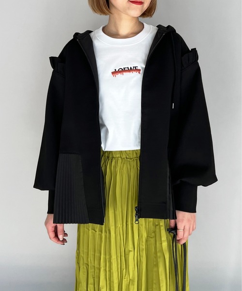 PICCIN(ピッチン)の「フリルスリーブプリーツフーディー(パーカー・レディース・ライトグレー/ブラック/オフホワイト・M)」の17枚目の写真