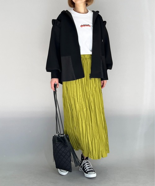 PICCIN(ピッチン)の「フリルスリーブプリーツフーディー(パーカー・レディース・ライトグレー/ブラック/オフホワイト・M)」の21枚目の写真