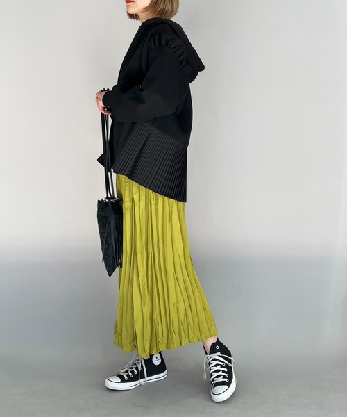 PICCIN(ピッチン)の「フリルスリーブプリーツフーディー(パーカー・レディース・ライトグレー/ブラック/オフホワイト・M)」の22枚目の写真