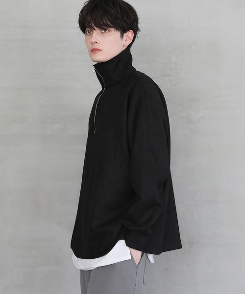 ASTRONOMY（アストロノミー）の「フェイクスウェードハーフジッププルオーバー（スウェット・メンズ・チャコール/ワイン/ブラック/ブルー/ライトベージュ/ブラウン・L/XL/M/S）」の8枚目の写真