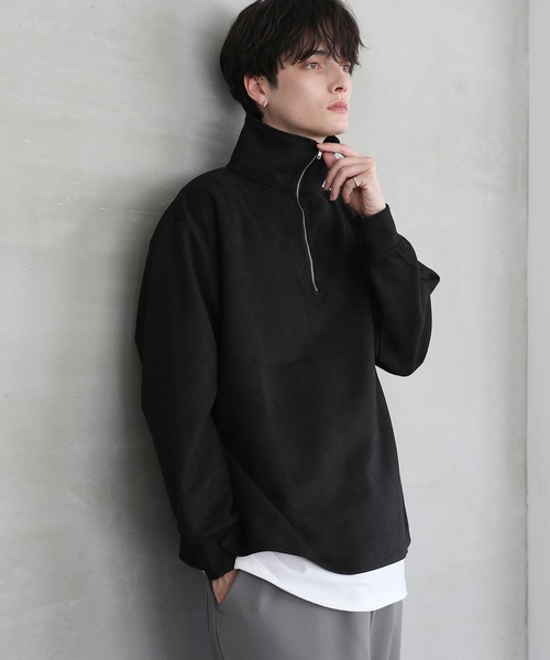 ASTRONOMY（アストロノミー）の「フェイクスウェードハーフジッププルオーバー（スウェット・メンズ・チャコール/ワイン/ブラック/ブルー/ライトベージュ/ブラウン・L/XL/M/S）」の10枚目の写真