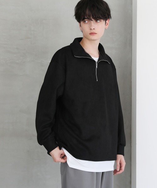 ASTRONOMY（アストロノミー）の「フェイクスウェードハーフジッププルオーバー（スウェット・メンズ・チャコール/ワイン/ブラック/ブルー/ライトベージュ/ブラウン・L/XL/M/S）」の11枚目の写真