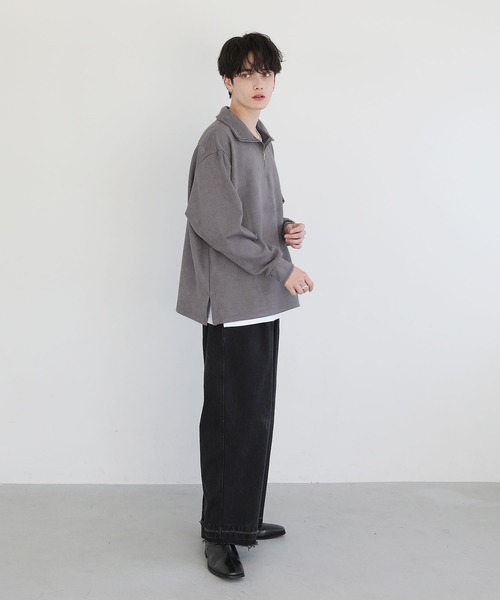 ASTRONOMY（アストロノミー）の「フェイクスウェードハーフジッププルオーバー（スウェット・メンズ・チャコール/ワイン/ブラック/ブルー/ライトベージュ/ブラウン・L/XL/M/S）」の20枚目の写真