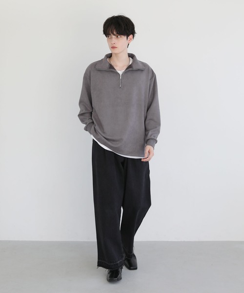 ASTRONOMY（アストロノミー）の「フェイクスウェードハーフジッププルオーバー（スウェット・メンズ・チャコール/ワイン/ブラック/ブルー/ライトベージュ/ブラウン・L/XL/M/S）」の22枚目の写真