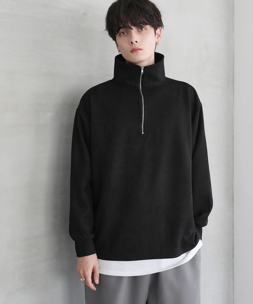 ASTRONOMY（アストロノミー）の「フェイクスウェードハーフジッププルオーバー（スウェット・メンズ・チャコール/ワイン/ブラック/ブルー/ライトベージュ/ブラウン・L/XL/M/S）」の7枚目の写真