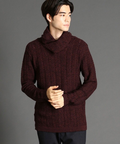 NICOLE CLUB FOR MEN（ニコルクラブフォーメン）の「ヘリンボン柄アフガンネックプルオーバー（ニット/セーター・メンズ・ホワイト×ブラック/ブラック系その他/レッド系その他/ホワイト×ライトグレー・MEDIUM/LARGE）」の4枚目の写真