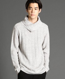 NICOLE CLUB FOR MEN | ヘリンボン柄アフガンネックプルオーバー(ニット/セーター)