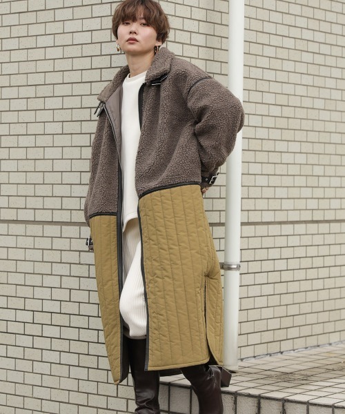 Bab(バブ)の「B-3コンビロングコート(その他アウター・レディース・ブラック/モカ/ホワイト系その他・38)」の3枚目の写真