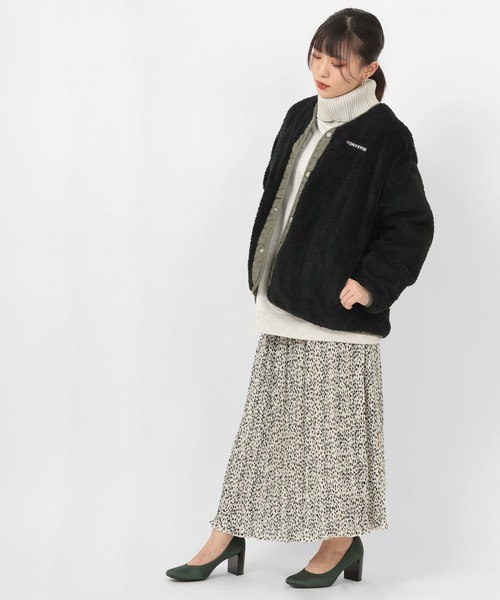 CONVERSE(コンバース)の「【CONVERSE/コンバース】リバーシブル ノーカラーボアジャケット/ノーカラーJKT(ノーカラージャケット・レディース・ブラック/アイボリー/モカ・M/L)」の6枚目の写真
