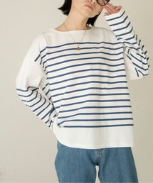 ANGIE | パネルボーダー ボートネック ロンT(Tシャツ/カットソー)