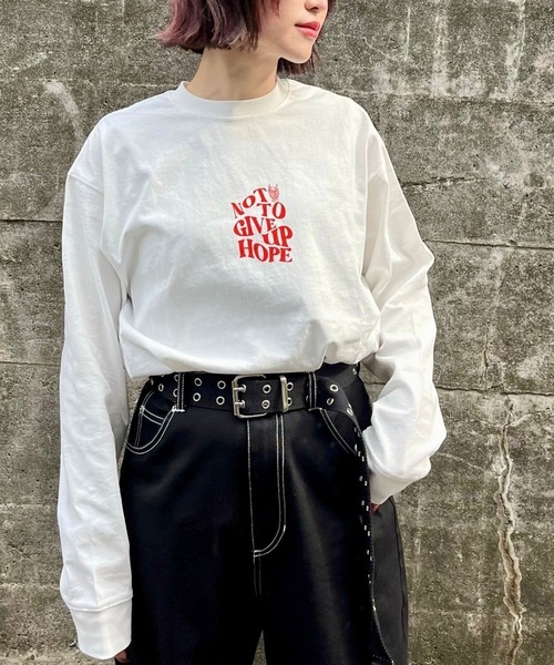 PBLIM(ページボーイリム)の「【PAGEBOYLIM】ユガミロゴロンT(Tシャツ/カットソー・レディース・ブラック/オフホワイト/グリーン・MEDIUM/LARGE)」の17枚目の写真