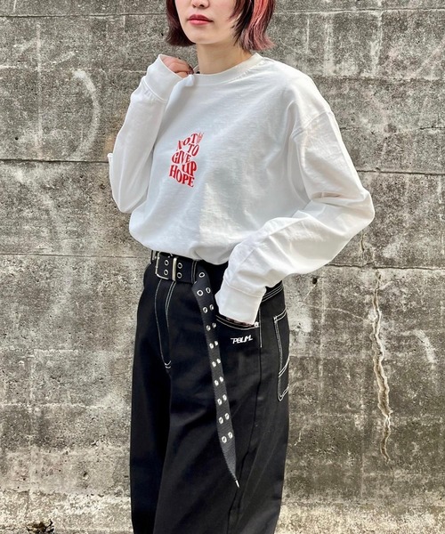 PBLIM(ページボーイリム)の「【PAGEBOYLIM】ユガミロゴロンT(Tシャツ/カットソー・レディース・ブラック/オフホワイト/グリーン・MEDIUM/LARGE)」の18枚目の写真