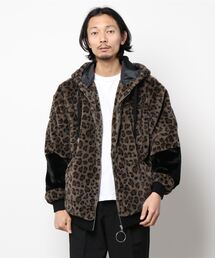 バックロゴフェイクファーフードブルゾン