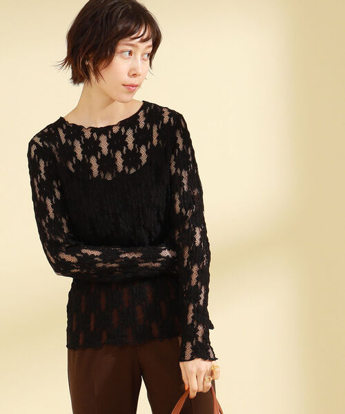 Ray BEAMS（レイビームス）の「Ray BEAMS / フラワー レース ロングスリーブ Tシャツ（Tシャツ/カットソー・レディース・ホワイト/ブラック・ONE SIZE）」の22枚目の写真