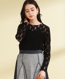 Ray BEAMS | Ray BEAMS / フラワー レース ロングスリーブ Tシャツ(Tシャツ/カットソー)