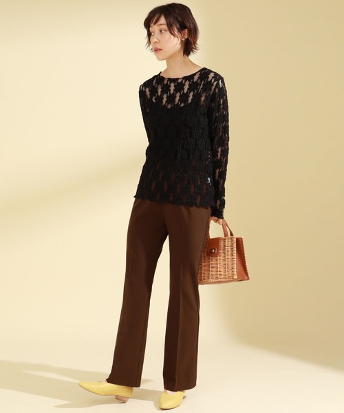 Ray BEAMS（レイビームス）の「Ray BEAMS / フラワー レース ロングスリーブ Tシャツ（Tシャツ/カットソー・レディース・ホワイト/ブラック・ONE SIZE）」の7枚目の写真