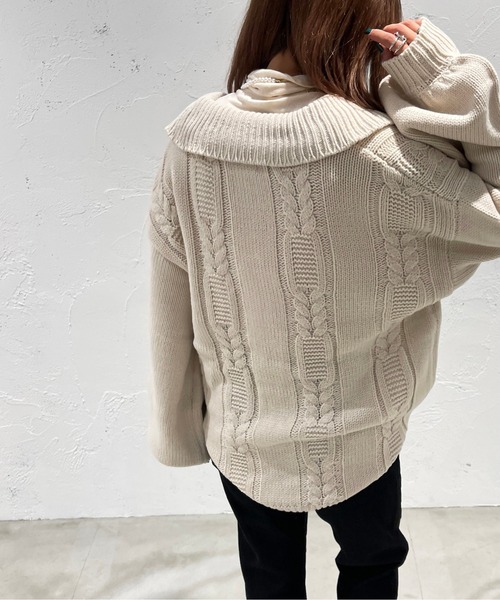 apres jour mignon(アプレジュールミニョン)の「襟付きキーネックニット【ZOZOTOWN限定アイテム】(ニット/セーター・レディース・ブラック/杢グレー/アイボリー・X-LARGE/フリー)」の7枚目の写真