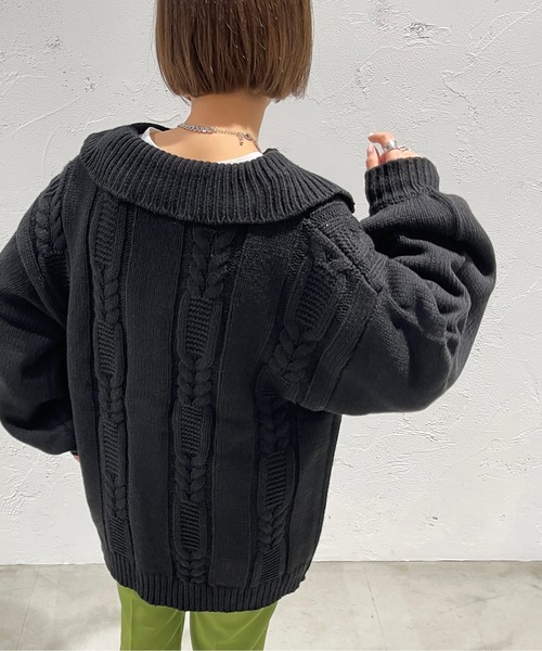 apres jour mignon(アプレジュールミニョン)の「襟付きキーネックニット【ZOZOTOWN限定アイテム】(ニット/セーター・レディース・ブラック/杢グレー/アイボリー・X-LARGE/フリー)」の13枚目の写真