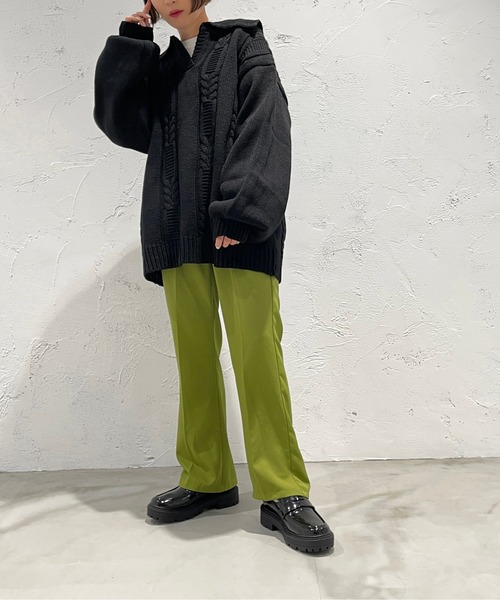 apres jour mignon(アプレジュールミニョン)の「襟付きキーネックニット【ZOZOTOWN限定アイテム】(ニット/セーター・レディース・ブラック/杢グレー/アイボリー・X-LARGE/フリー)」の14枚目の写真