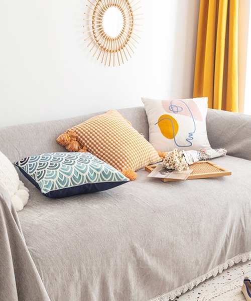 aimoha（アイモハ）の「裾レースナチュラル　ブランケット/ソファーカバー（ブランケット・レディース・ベージュ/ネイビー/グレー/ピンク/イエロー/ブルー/グリーン/ライトグリーン/チョコ・FREE）」の20枚目の写真