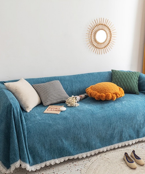 新品 スウェーデン　ソファ　ブランケット　寝具　水色 ブランケット 水色 ブランケット 毛布 ひざ掛け 掛け毛布 ソファー