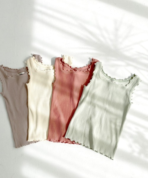 Crisp（クリスプ）の「スクエアフリルリブタンク（タンクトップ・レディース・ベージュ/ピンク/アイボリー/ミント/ブラック/ピンクベージュ/マスタード・FREE）」の12枚目の写真