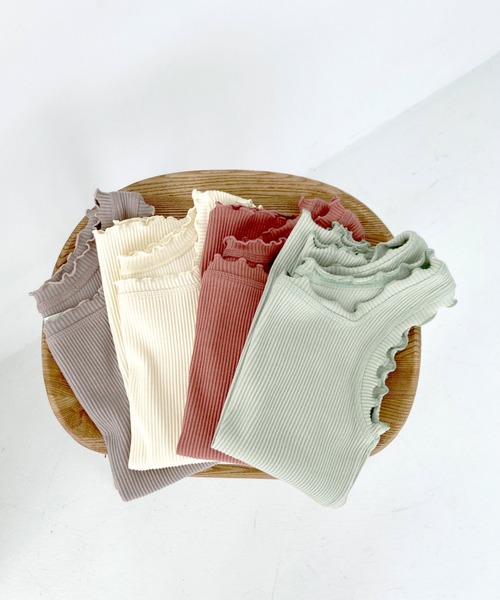 Crisp（クリスプ）の「スクエアフリルリブタンク（タンクトップ・レディース・ベージュ/ピンク/アイボリー/ミント/ブラック/ピンクベージュ/マスタード・FREE）」の13枚目の写真