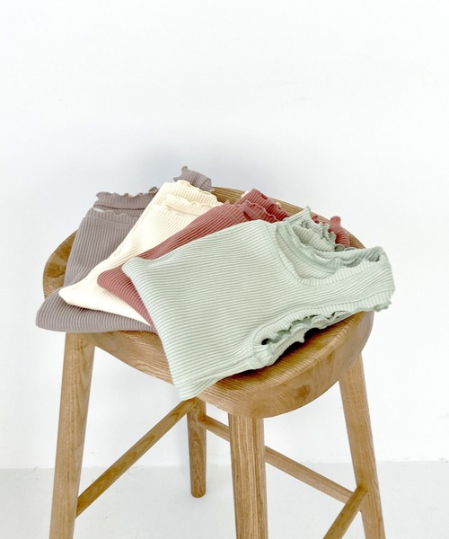 Crisp（クリスプ）の「スクエアフリルリブタンク（タンクトップ・レディース・ベージュ/ピンク/アイボリー/ミント/ブラック/ピンクベージュ/マスタード・FREE）」の14枚目の写真