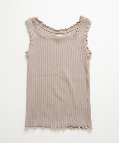 Crisp（クリスプ）の「スクエアフリルリブタンク（タンクトップ・レディース・ベージュ/ピンク/アイボリー/ミント/ブラック/ピンクベージュ/マスタード・FREE）」の15枚目の写真