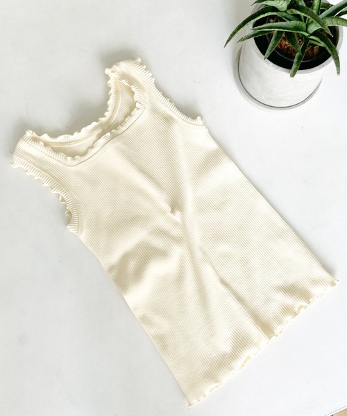 Crisp（クリスプ）の「スクエアフリルリブタンク（タンクトップ・レディース・ベージュ/ピンク/アイボリー/ミント/ブラック/ピンクベージュ/マスタード・FREE）」の11枚目の写真