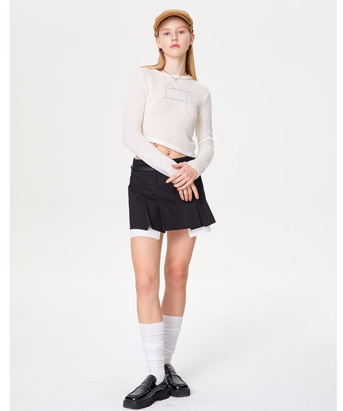 outxo（アウトエクソ）の「A'GEM/9 × .kom『OUTXO/アウトエクソ』LILLY UNBAL KNIT/アンバランスデザインニットソー（ニット/セーター・レディース・ブラック/イエロー/アイボリー・FREE）」の14枚目の写真