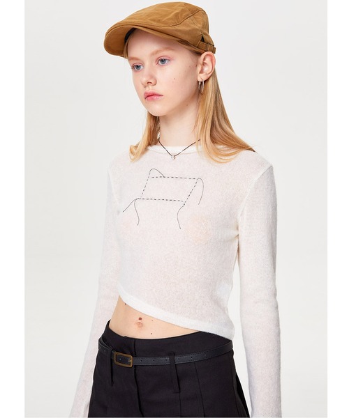 outxo（アウトエクソ）の「A'GEM/9 × .kom『OUTXO/アウトエクソ』LILLY UNBAL KNIT/アンバランスデザインニットソー（ニット/セーター・レディース・ブラック/イエロー/アイボリー・FREE）」の17枚目の写真