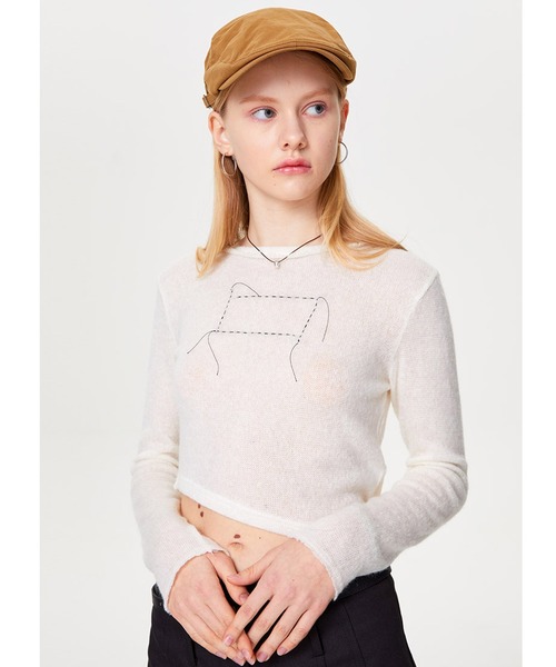 outxo（アウトエクソ）の「A'GEM/9 × .kom『OUTXO/アウトエクソ』LILLY UNBAL KNIT/アンバランスデザインニットソー（ニット/セーター・レディース・ブラック/イエロー/アイボリー・FREE）」の18枚目の写真