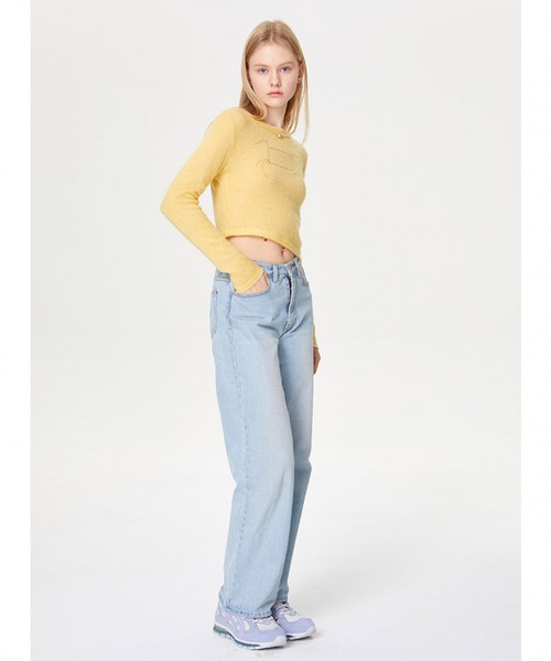 outxo（アウトエクソ）の「A'GEM/9 × .kom『OUTXO/アウトエクソ』LILLY UNBAL KNIT/アンバランスデザインニットソー（ニット/セーター・レディース・ブラック/イエロー/アイボリー・FREE）」の5枚目の写真