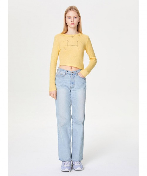 outxo（アウトエクソ）の「A'GEM/9 × .kom『OUTXO/アウトエクソ』LILLY UNBAL KNIT/アンバランスデザインニットソー（ニット/セーター・レディース・ブラック/イエロー/アイボリー・FREE）」の6枚目の写真